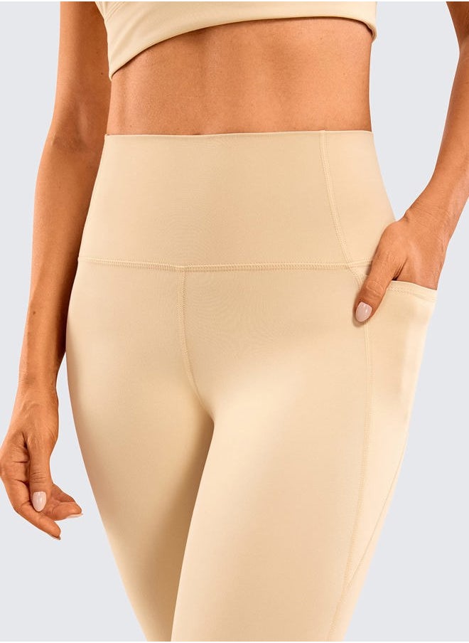 CRZ YOGA - Womens Butterluxe Workout Leggings 28 Inches - High Waisted Gym Yoga Pants with Pockets Running Buttery Soft Tan Milkshake X-Small - Image 1