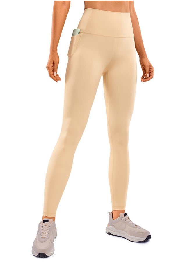 CRZ YOGA - Womens Butterluxe Workout Leggings 28 Inches - High Waisted Gym Yoga Pants with Pockets Running Buttery Soft Tan Milkshake X-Small - Image 1