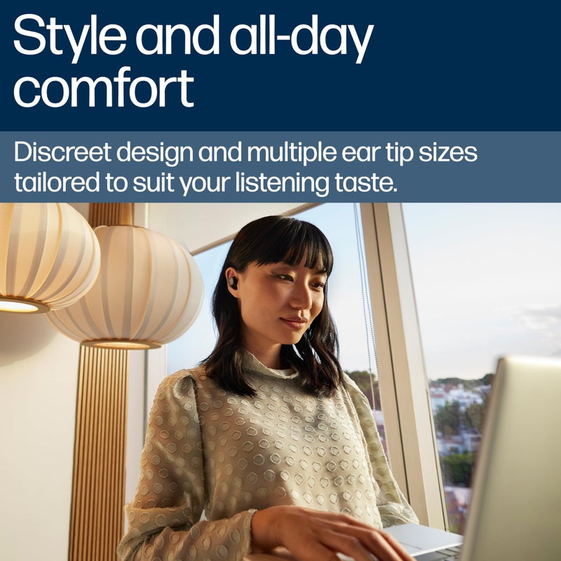 Poly بولي – فويجر فري 20 – سماعات أذن لاسلكية حقيقية باللون الأسود - تقنية إلغاء الضوضاء التكيفية، صوت معزز بالذكاء الاصطناعي وراحة مخصصة - تعمل مع الكمبيوتر/الهاتف المحمول - Image 5