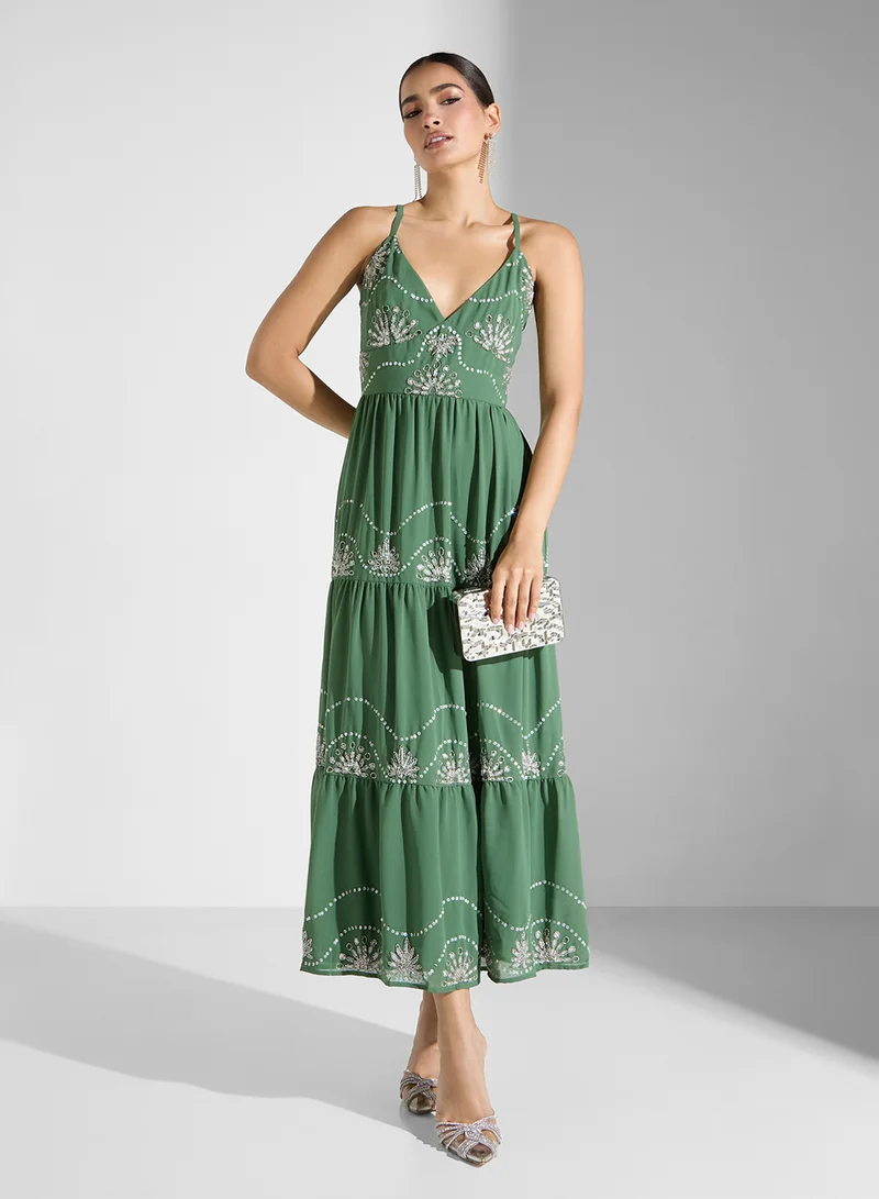 Maya Tiered Embellished Dress