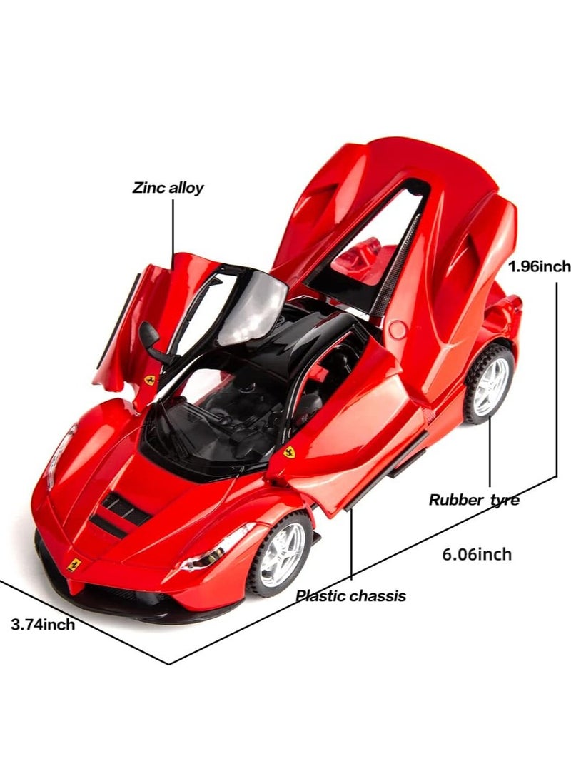 1:32 Ferrari model diecast car Sportscar Race Car Model Toy for Kids Boy Girl or Adult Ideas Gift, Pull Back Toy Car Alloy Diecast Vehicle w/Sound & Light, for Ferrari Lovers or Child (Red) - Image 2