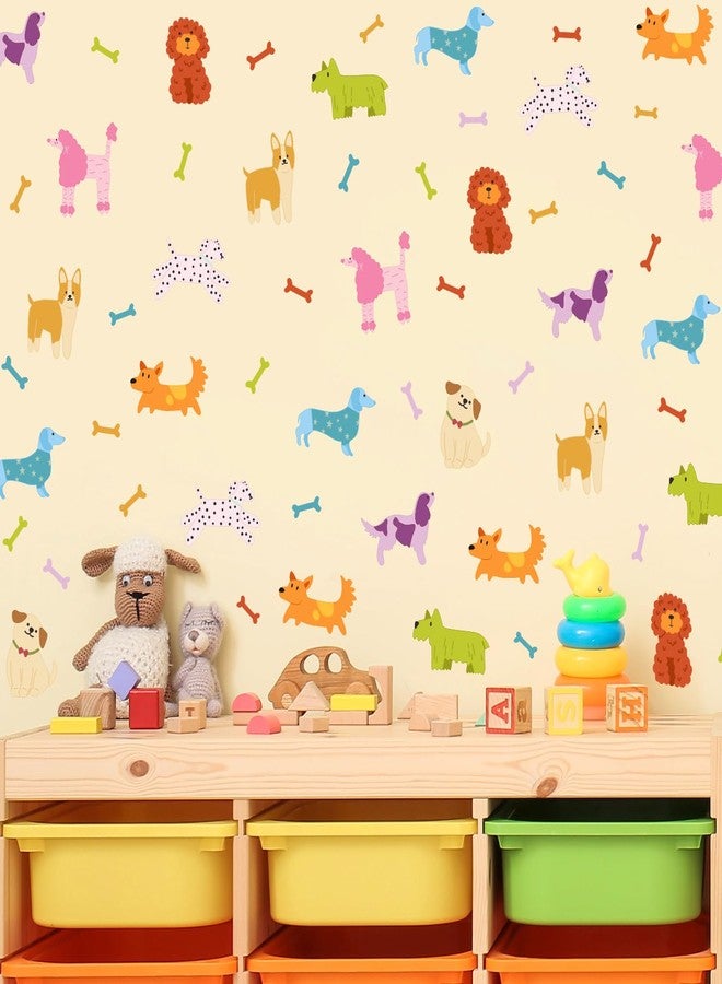 YIMEHDAN Colorful Pet Dogs Wall Decal,Lovely Dog with Bone Vinyl Wall Stickers, Gift for Dog Lover, Removable Animal Artwork for Kids Bedroom Playroom Pet Shop Decor - Image 5