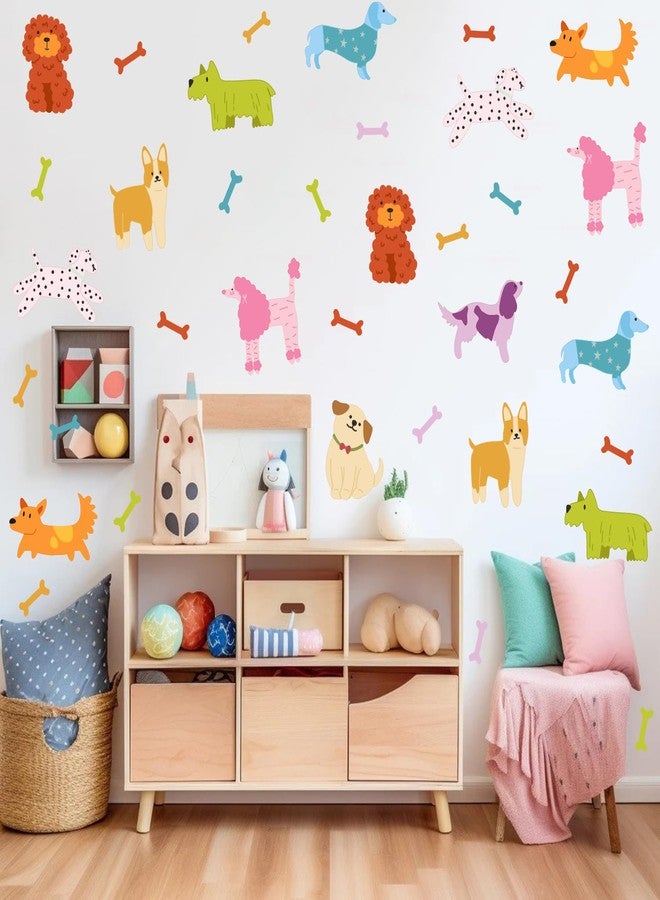 YIMEHDAN Colorful Pet Dogs Wall Decal,Lovely Dog with Bone Vinyl Wall Stickers, Gift for Dog Lover, Removable Animal Artwork for Kids Bedroom Playroom Pet Shop Decor - Image 2
