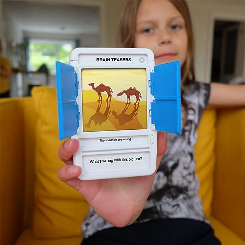 100 PICS Brain Teasers Travel Game - Solve 100 Puzzles | Flash Cards with Slide Reveal Case | Card Game, Gift, Stocking Stuffer | Hours of Fun for Kids and Adults | Age 6+ - Image 3