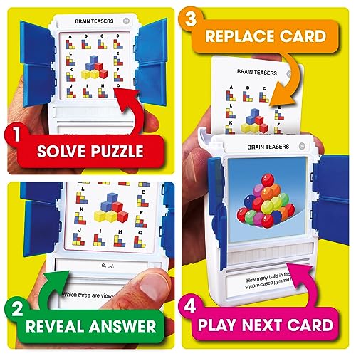 100 PICS Brain Teasers Travel Game - Solve 100 Puzzles | Flash Cards with Slide Reveal Case | Card Game, Gift, Stocking Stuffer | Hours of Fun for Kids and Adults | Age 6+ - Image 4