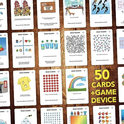 100 PICS Brain Teasers Travel Game - Solve 100 Puzzles | Flash Cards with Slide Reveal Case | Card Game, Gift, Stocking Stuffer | Hours of Fun for Kids and Adults | Age 6+ - Image 5
