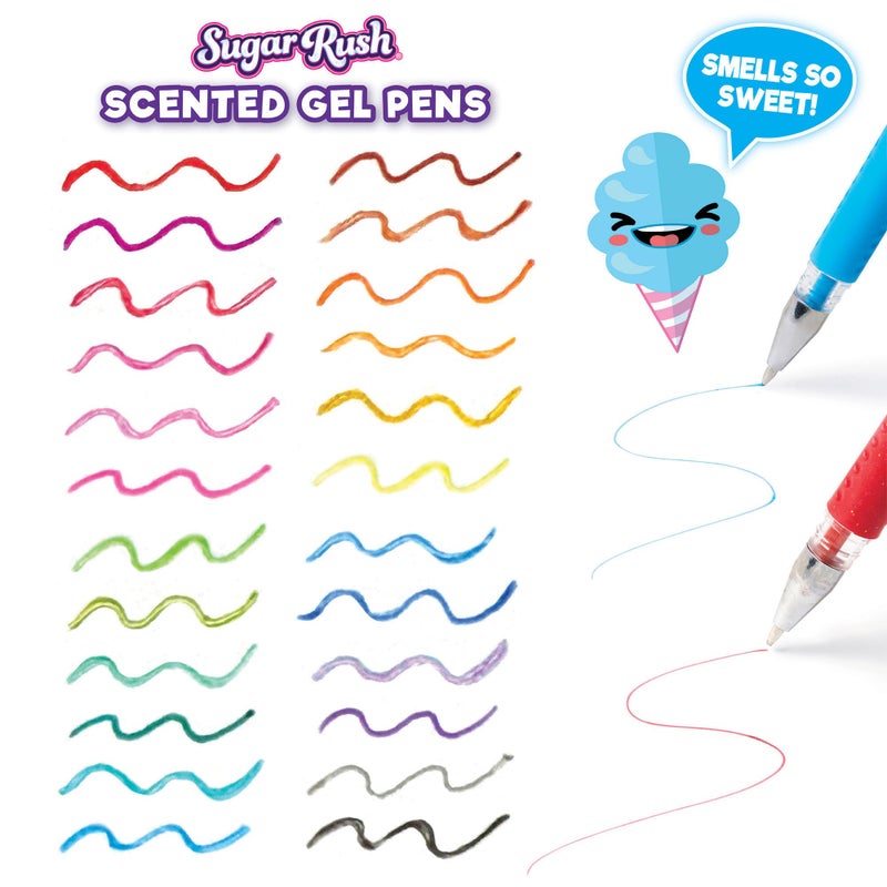 Scentos Sugar Rush Colored Gel Pens for Kids - Candy Scented Pens - Medium Point Gel Pens for Coloring - For Ages 4 and Up - 24 Count (Metallic Glitter) - Image 4