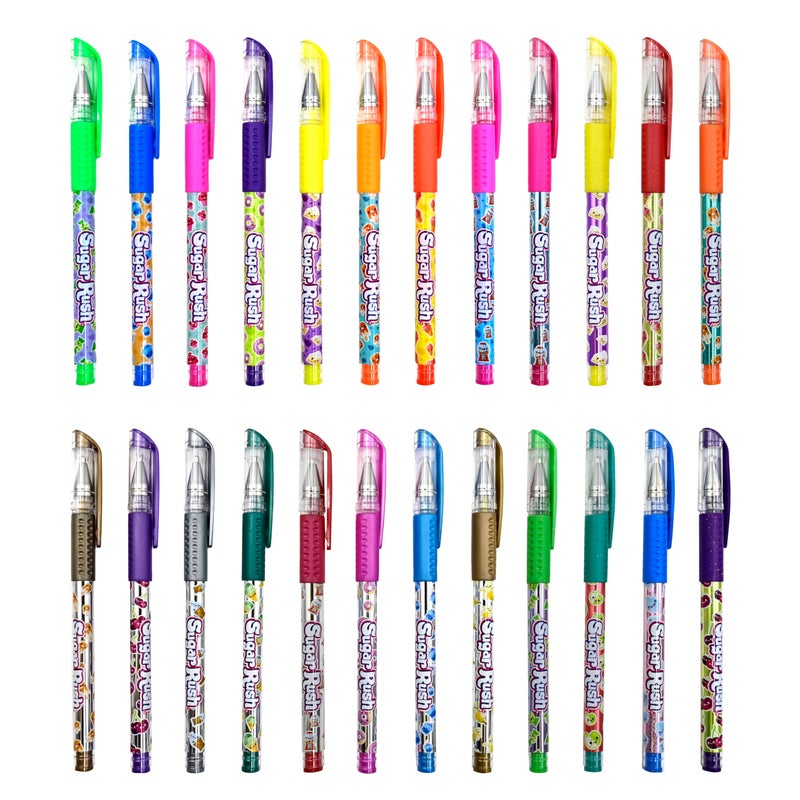 Scentos Sugar Rush Colored Gel Pens for Kids - Candy Scented Pens - Medium Point Gel Pens for Coloring - For Ages 4 and Up - 24 Count (Metallic Glitter) - Image 2