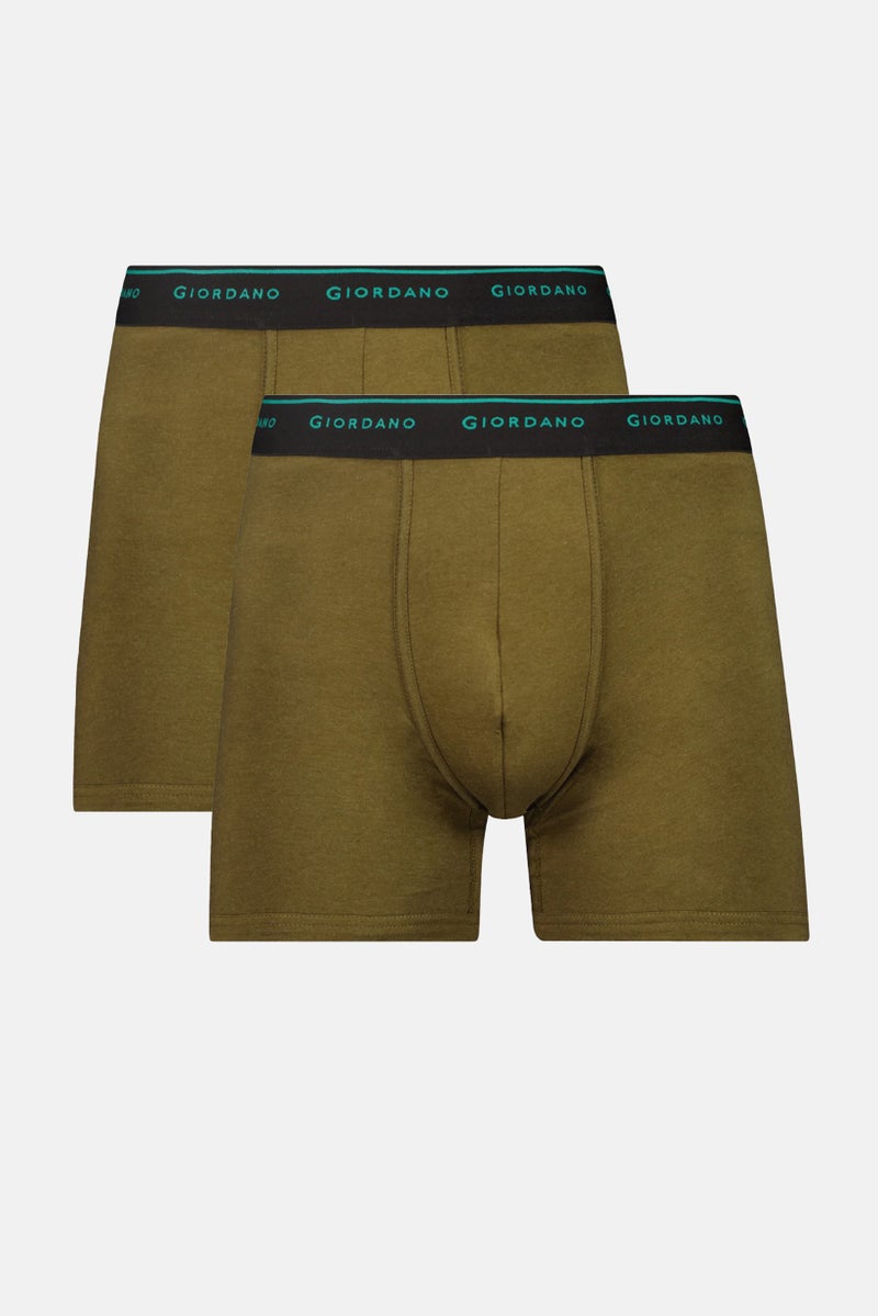 GIORDANO شورتات رجالية من قطعتين بشعار العلامة التجارية، زيتوني - Image 1