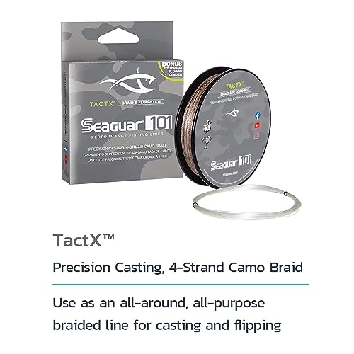 Seaguar 101 TACTX Braided Camo Fishing Line Fluoro Kit with Free 5lb Leader 50lbs 300yds Break StrengthLength 50TCX300 - Image 3