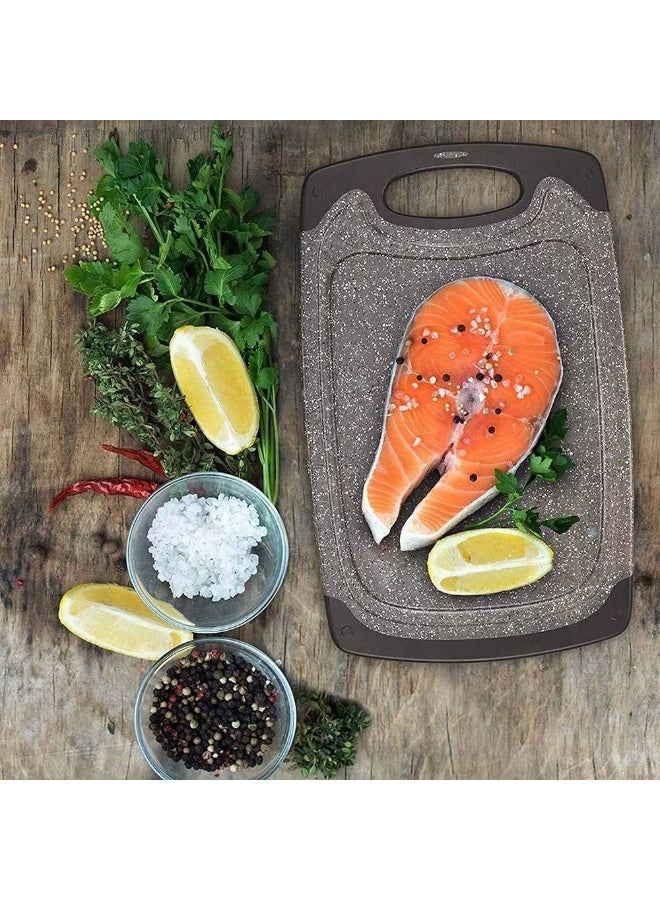 CAZADORA Professional 3-Piece Chopping Board Set – Premium BPA-Free Bamboo-Plastic Hybrid Cutting Boards (Black) with Integrated Juice Grooves, Non-Slip Textured Surface, Ergonomic Carry Handle, Stackable Space-Saving Design, Dishwasher-Safe & Heat-Resistant, Knife-Friendly Surface to Protect Blades, Anti-Bacterial Finish, Multi-Size Set for Vegetables, Meat, Fish & Bread, Color-Coded Use, Easy Clean, Stable on Counters — Ideal Kitchen Essential for Home Cooks, Meal Prep, Entertaining & Gift-Ready Presentation. Durable, lightweight and scratch-resistant food-grade boards designed for Saudi kitchens, easy storage and quick drying, professional chef quality for home meal prep, BBQ and catering, compact stackable design, eco-conscious materials, clear care instructions, long lasting performance — optimized for Noon KSA shoppers seeking value and quality. - Image 5
