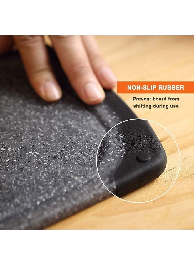 CAZADORA Professional 3-Piece Chopping Board Set – Premium BPA-Free Bamboo-Plastic Hybrid Cutting Boards (Black) with Integrated Juice Grooves, Non-Slip Textured Surface, Ergonomic Carry Handle, Stackable Space-Saving Design, Dishwasher-Safe & Heat-Resistant, Knife-Friendly Surface to Protect Blades, Anti-Bacterial Finish, Multi-Size Set for Vegetables, Meat, Fish & Bread, Color-Coded Use, Easy Clean, Stable on Counters — Ideal Kitchen Essential for Home Cooks, Meal Prep, Entertaining & Gift-Ready Presentation. Durable, lightweight and scratch-resistant food-grade boards designed for Saudi kitchens, easy storage and quick drying, professional chef quality for home meal prep, BBQ and catering, compact stackable design, eco-conscious materials, clear care instructions, long lasting performance — optimized for Noon KSA shoppers seeking value and quality. - Image 2