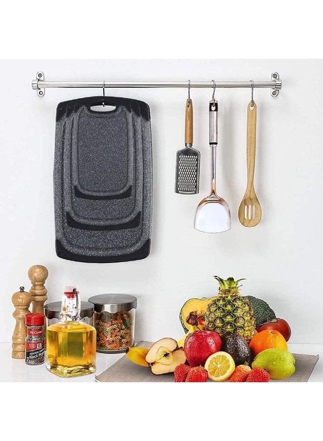 CAZADORA Professional 3-Piece Chopping Board Set – Premium BPA-Free Bamboo-Plastic Hybrid Cutting Boards (Black) with Integrated Juice Grooves, Non-Slip Textured Surface, Ergonomic Carry Handle, Stackable Space-Saving Design, Dishwasher-Safe & Heat-Resistant, Knife-Friendly Surface to Protect Blades, Anti-Bacterial Finish, Multi-Size Set for Vegetables, Meat, Fish & Bread, Color-Coded Use, Easy Clean, Stable on Counters — Ideal Kitchen Essential for Home Cooks, Meal Prep, Entertaining & Gift-Ready Presentation. Durable, lightweight and scratch-resistant food-grade boards designed for Saudi kitchens, easy storage and quick drying, professional chef quality for home meal prep, BBQ and catering, compact stackable design, eco-conscious materials, clear care instructions, long lasting performance — optimized for Noon KSA shoppers seeking value and quality. - Image 4