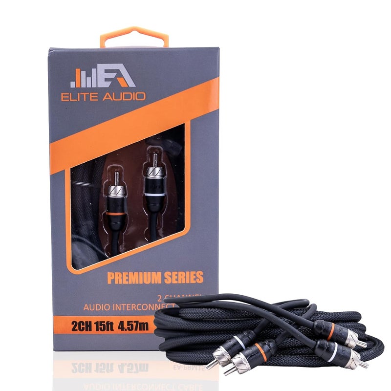 Elite Audio كابل إيليت أوديو إي إيه-بي آر إم 15 بريميوم ثنائي القنوات من النحاس الخالي من الأكسجين - 15 قدم. ذكر إلى ذكر زوج ملتوي مع تقليل الضوضاء - Image 1