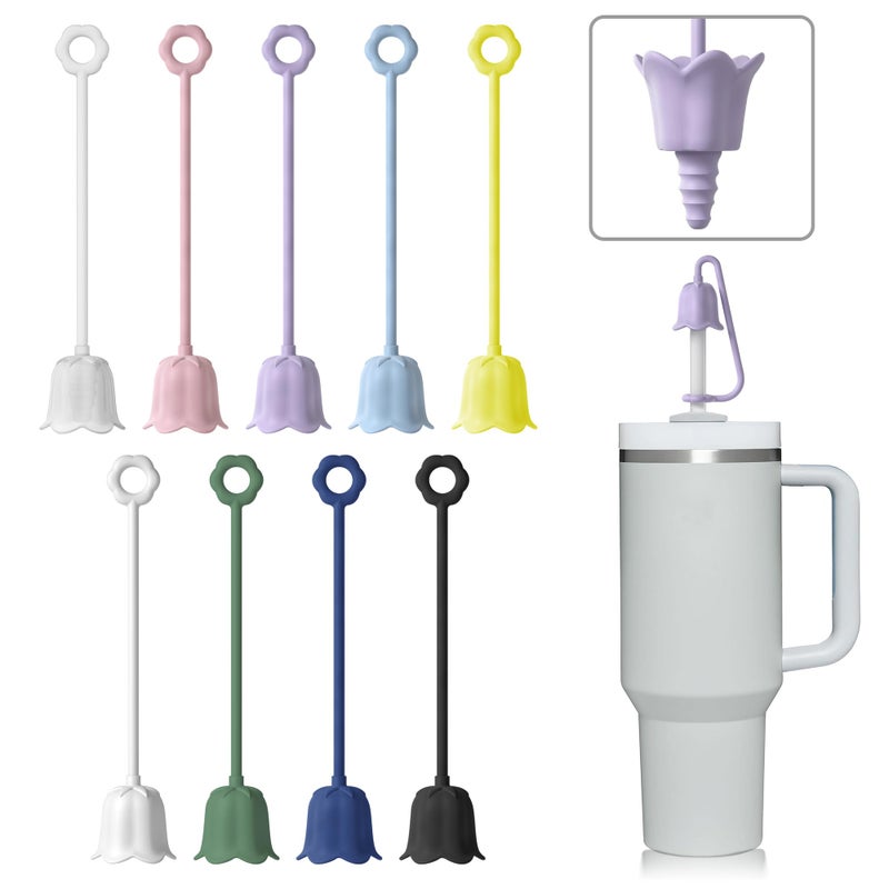 Neepanda Neepanda 9Pcs Silicone Straw Covers for Stanley Yeti Tumbler Cup Reusable Drinking Straw Cap Easy to Clean DustProof Flower Straw Topper Compatible for 610m02304inch Straws Multi color B 