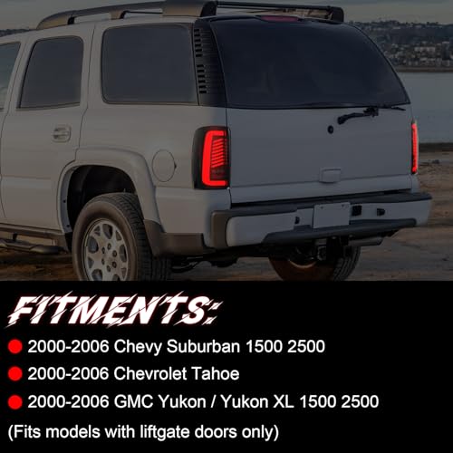 SINYATO INDUST Sequential LED Tail Lights for 2000-2006 Chevy Suburban 1500/2500, Tahoe, GMC Yukon/Yukon XL 1500/2500, with Start-Up Animation, Dynamic Turn Signals, Brake and Reverse Lights - Image 3