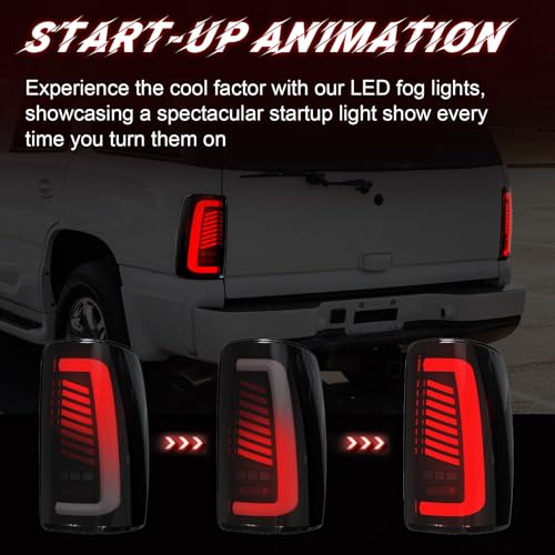 SINYATO INDUST Sequential LED Tail Lights for 2000-2006 Chevy Suburban 1500/2500, Tahoe, GMC Yukon/Yukon XL 1500/2500, with Start-Up Animation, Dynamic Turn Signals, Brake and Reverse Lights - Image 2