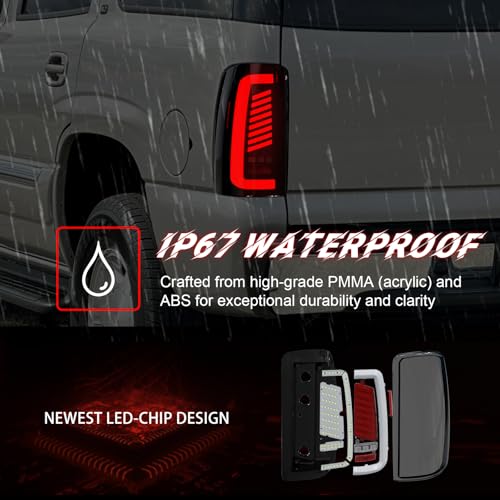 SINYATO INDUST Sequential LED Tail Lights for 2000-2006 Chevy Suburban 1500/2500, Tahoe, GMC Yukon/Yukon XL 1500/2500, with Start-Up Animation, Dynamic Turn Signals, Brake and Reverse Lights - Image 5
