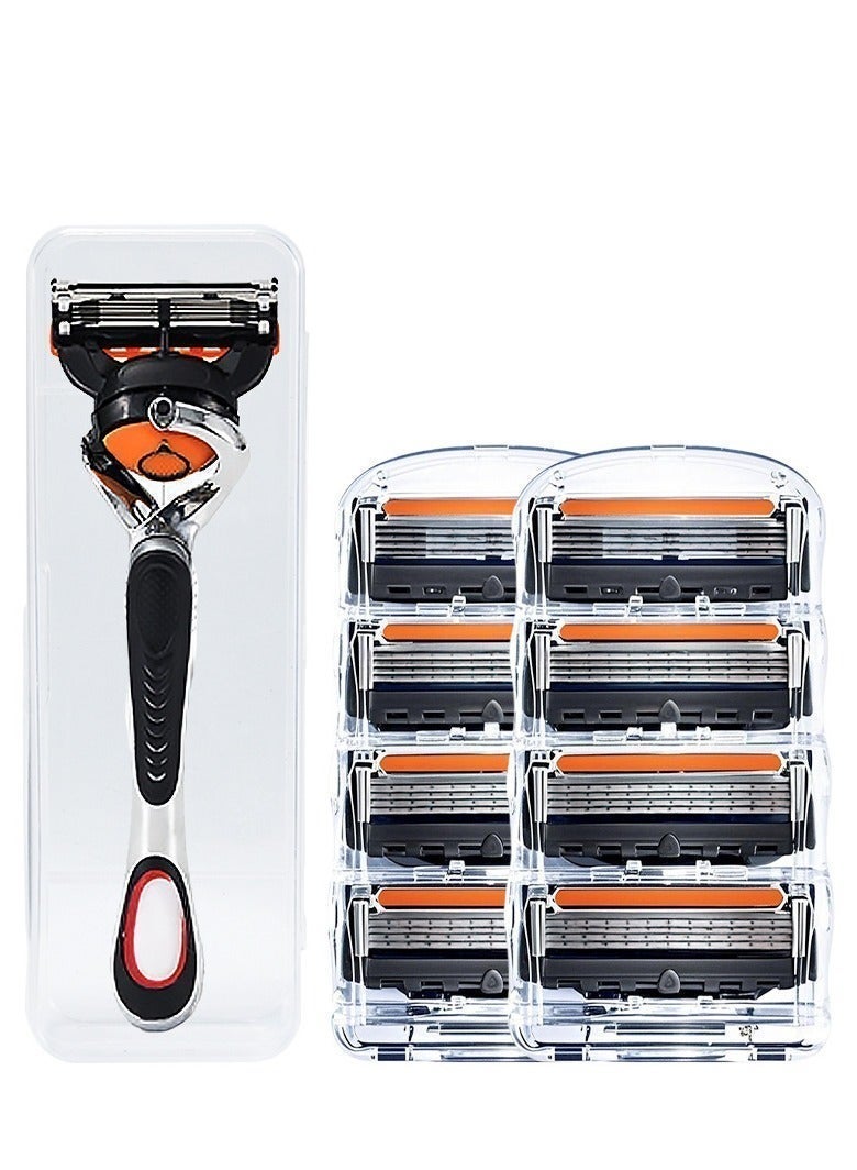 Gillette Manual Razor Handle with 8 Refill Cartridges, Men's Shaving and Beard Trimming Set for Precision Styling (8-Piece Set) - Image 1