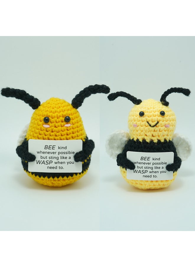 Generic - Wool Crocheted Sunflower Potted Hand-knitted Doll Active Potato Bee Ornaments Custom-Color:Pink Flower Cactus White Potted Plant - Image 1