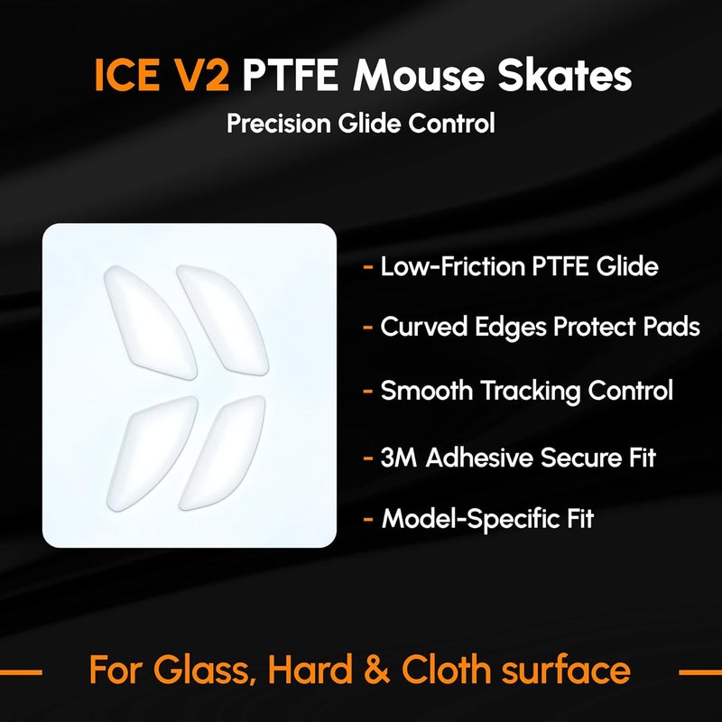 ESPTIGER Gaming Mouse Skates ICE - V2 Skates for FinalMouse SL12/UL2/Cape Town Mouse Feet 2.5D Edge Treatment Smooth PTFE Material 3M Adhesive - White - Image 5
