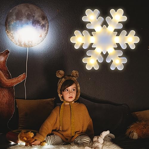 Vicila Snowflake Marquee Sign Christmas Lights, LED Night Lights Table & Wall Lamp for Bedroom, Kids' Room, Nursery Room, Home, Christmas Decorations - White Snowflake - Image 4