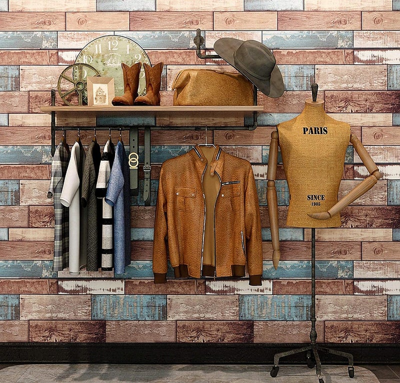 wolpin Wall Sticker Wallpaper Plank Distressed Vintage Look (45 x 300 cm) Wardrobe, Cabinets Stylish Design, Brown - Image 4