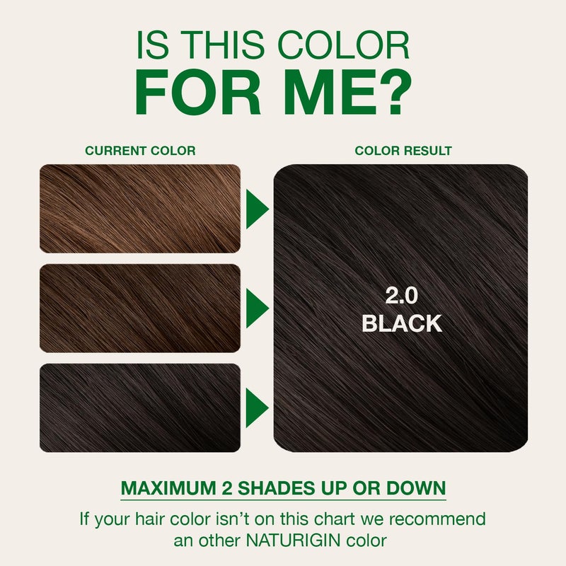 Naturigin Permanent Hair Color, 2.0 Black, Ammonia Free, 100% Gray Coverage, Nourishing Natural Formula, For All Hair Types, Long-Lasting, Vegan & Cruelty-Free, 1 Pack - Image 5