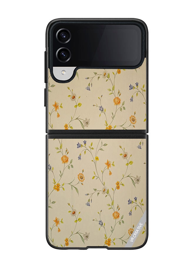 VR CREATIVE Protective Case Cover For Samsung Galaxy Z Flip4 Pale Yellow Design Multicolour - Image 1