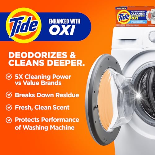 Tide Washing Machine Cleaner by Tide, Washer Machine Cleaner with Oxi for Front and Top Loader Washer Machines, Deep Cleaning Residue & Odor Eliminator, 21 Month Supply - Image 3