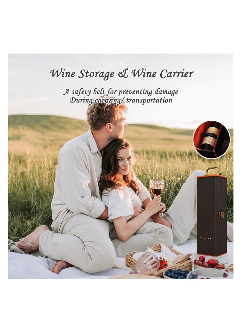 KASTWAVE Wine Leather Box Bottle Holder Storage Tote Carrier with Wine Accessories Gifts for Women Adults Wine Lovers (Rhinestone)  - Image 2