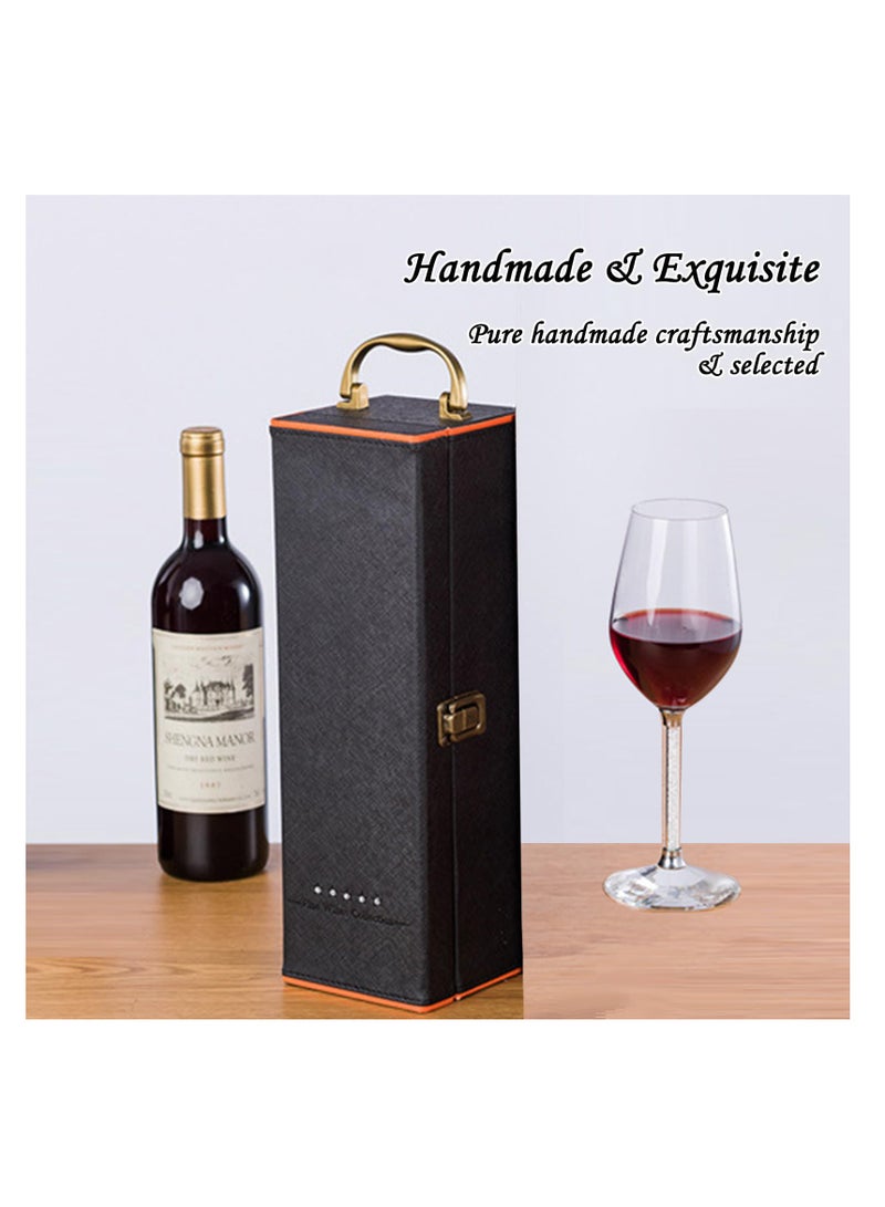 KASTWAVE Wine Leather Box Bottle Holder Storage Tote Carrier with Wine Accessories Gifts for Women Adults Wine Lovers (Rhinestone)  - Image 4
