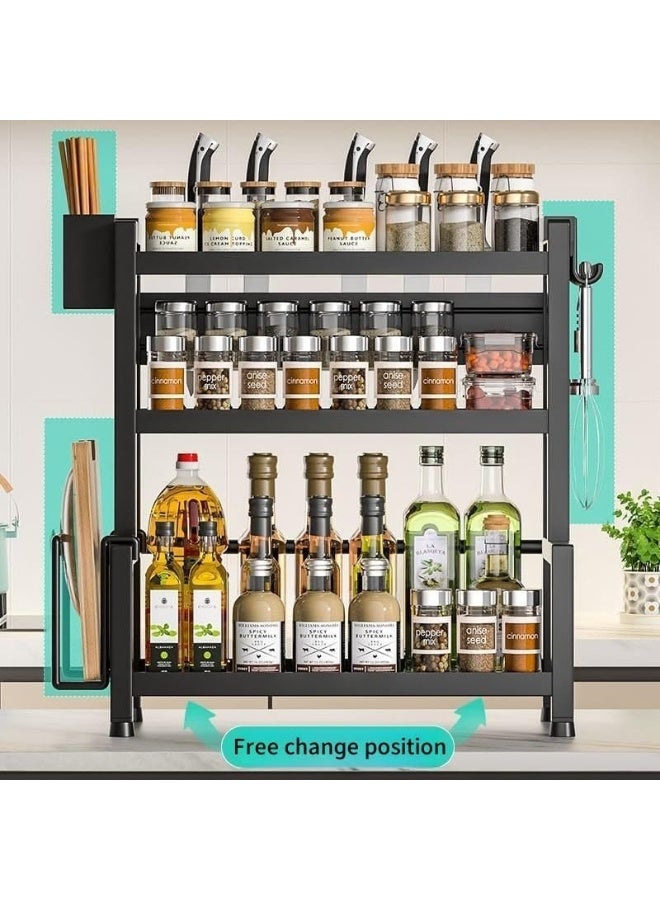 BLOOMING TIME Versatile Stainless Steel Kitchen Organizer - Countertop Spice Rack with Knife & Chopstick Holder, Multi-Tier Storage for Seasonings, Oil, Salt, Sauce & Vinega - Image 2