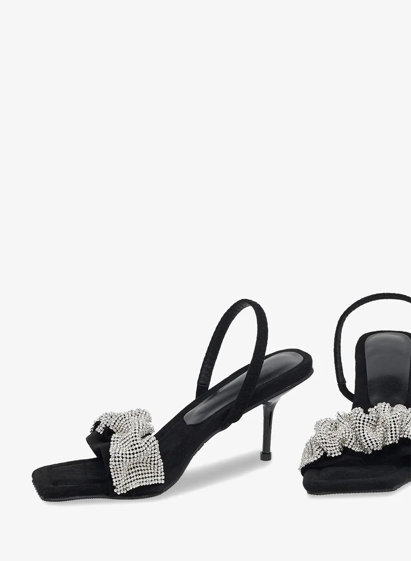 ELLA Black Embellished Heeled Sandal for Women | Best Price UAE