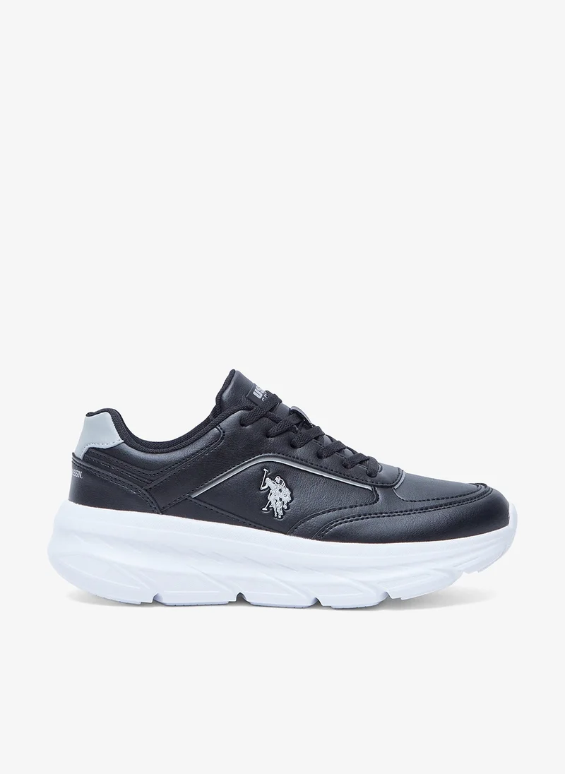 U.S. Polo Assn. Women's Black Low-Top Sneakers - Lightweight Shoes Lace-Up Design