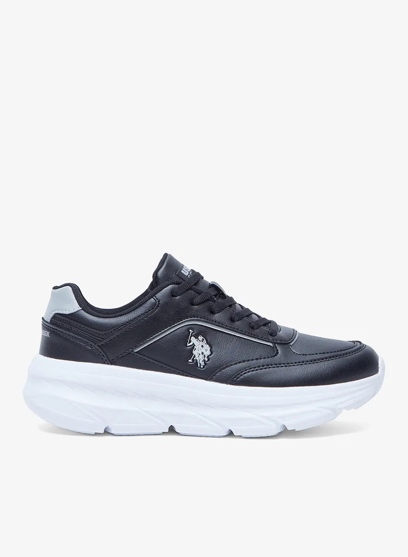 U.S. Polo Assn. Women's Black Low-Top Sneakers - Lightweight Shoes Lace-Up Design