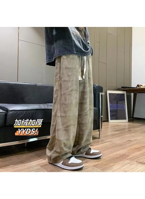 Corduroy Tie-Dye Sweatpants Oversize Baggy Men Khakis (fleece-lined)