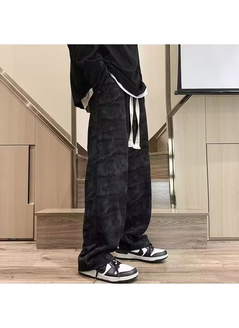Corduroy Tie-Dye Sweatpants Oversize Baggy Men Khakis (fleece-lined)