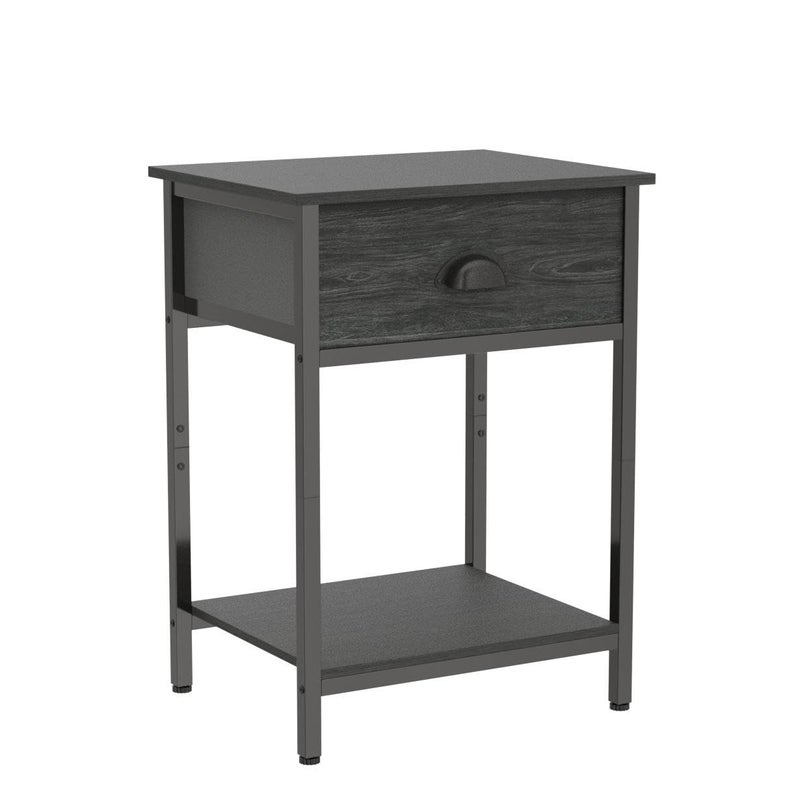 Furologee Nightstands Set of 2, Industrial End Table with Fabric Drawer&Storage Shelf, Small Bedside Table Organizer for Small Space for Living Room, Tall 23.6" Night Stand for Bedroom, Black Oak - Image 4