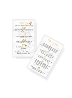 Boutique Marketing LLC Tooth Gem Aftercare Instructions Cards | 50 Pack | Size 2X3.5 Inches Inch Business Card | Wallet Sized Marble Look With Gold Design, Marble, White, Black, Gold  - Image 1