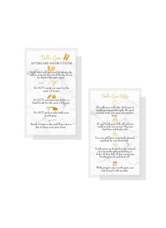 Boutique Marketing LLC Tooth Gem Aftercare Instructions Cards | 50 Pack | Size 2X3.5 Inches Inch Business Card | Wallet Sized Marble Look With Gold Design, Marble, White, Black, Gold  - Image 2