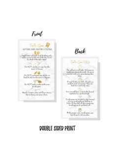 Boutique Marketing LLC Tooth Gem Aftercare Instructions Cards | 50 Pack | Size 2X3.5 Inches Inch Business Card | Wallet Sized Marble Look With Gold Design, Marble, White, Black, Gold  - Image 4