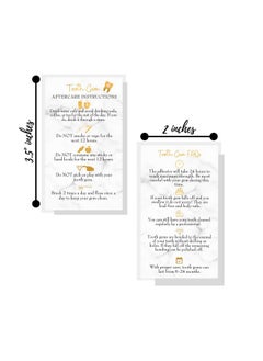 Boutique Marketing LLC Tooth Gem Aftercare Instructions Cards | 50 Pack | Size 2X3.5 Inches Inch Business Card | Wallet Sized Marble Look With Gold Design, Marble, White, Black, Gold  - Image 3