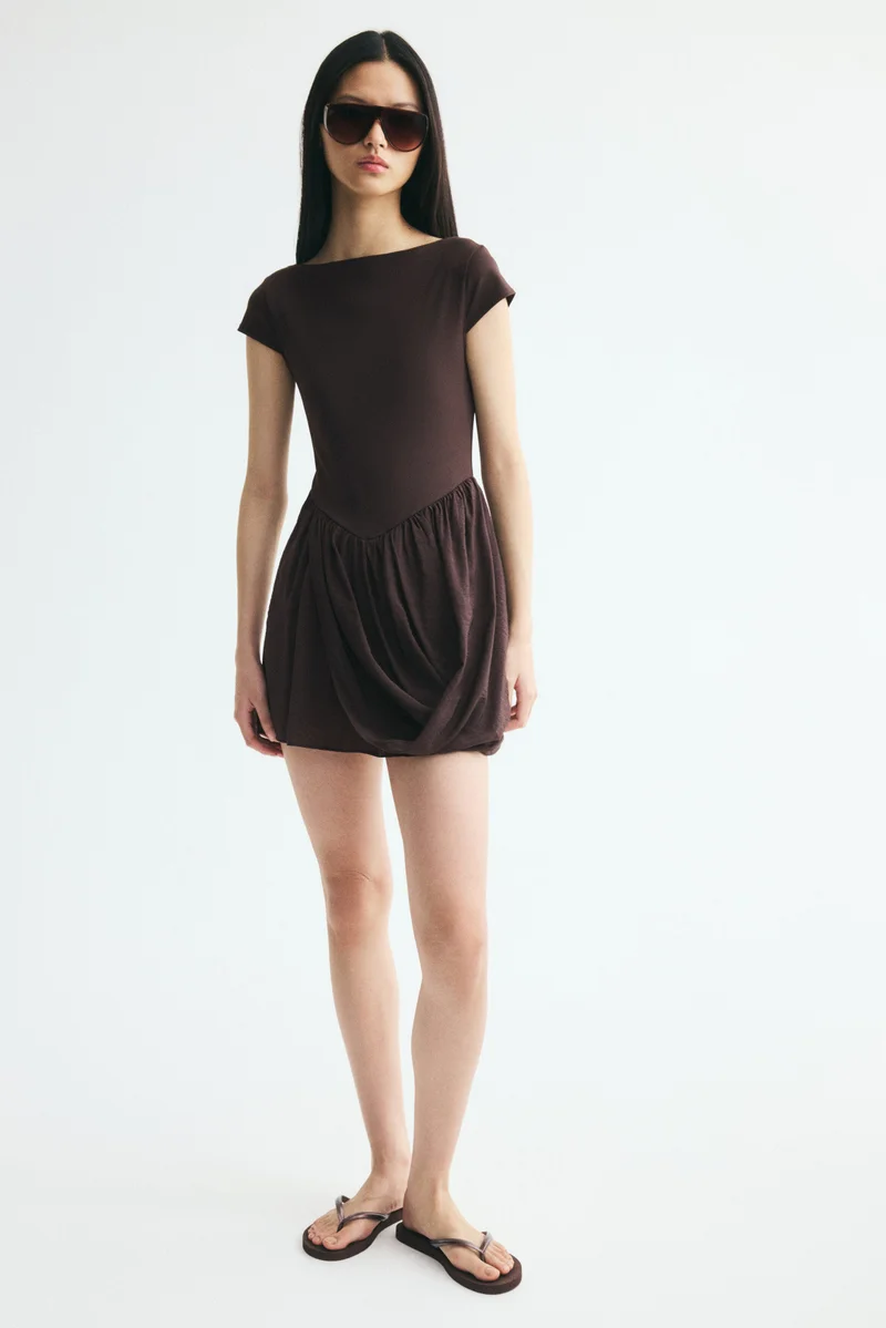 H&M  Dual-fabric draped-panel dress for Women | Best Price UAE