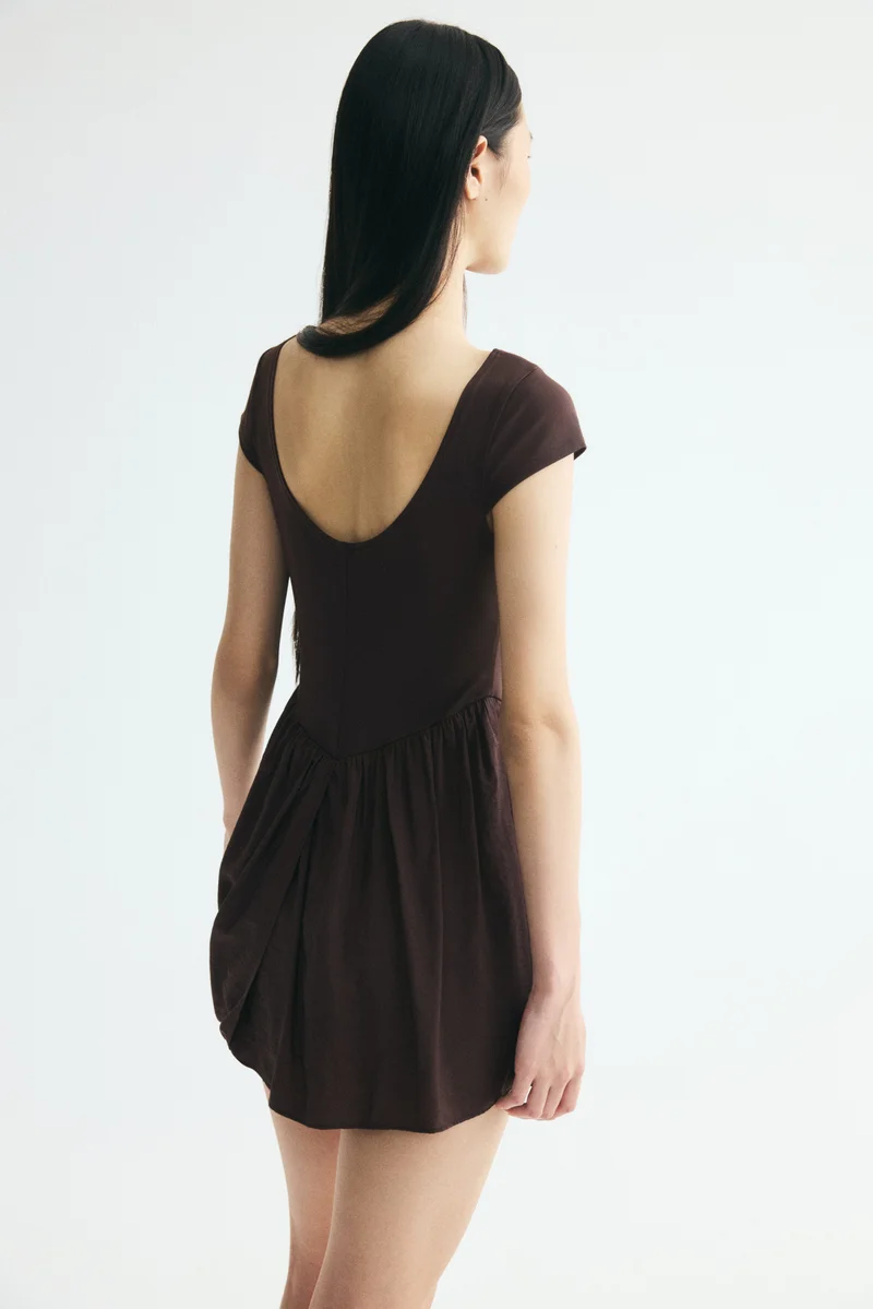 H&M  Dual-fabric draped-panel dress for Women | Best Price UAE