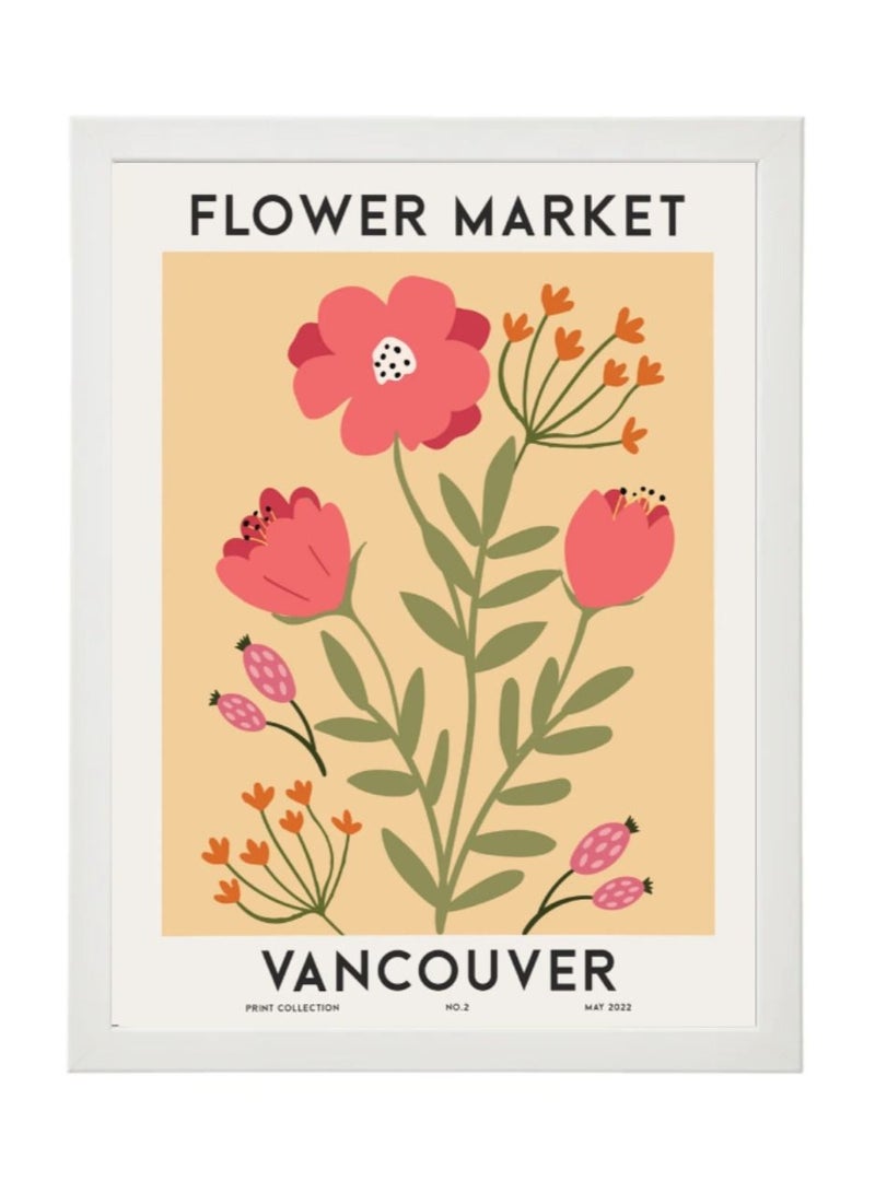 Boomah Accessories Flower Market Vancouver Colorful Botanical Art Poster with Frame 30x40cm 