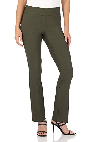 Rekucci Women's Ease Into Comfort Stretchy Straight Leg Office Pant with Tummy Control (2 Short, Olive) - Image 1