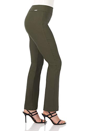 Rekucci Women's Ease Into Comfort Stretchy Straight Leg Office Pant with Tummy Control (2 Short, Olive) - Image 2