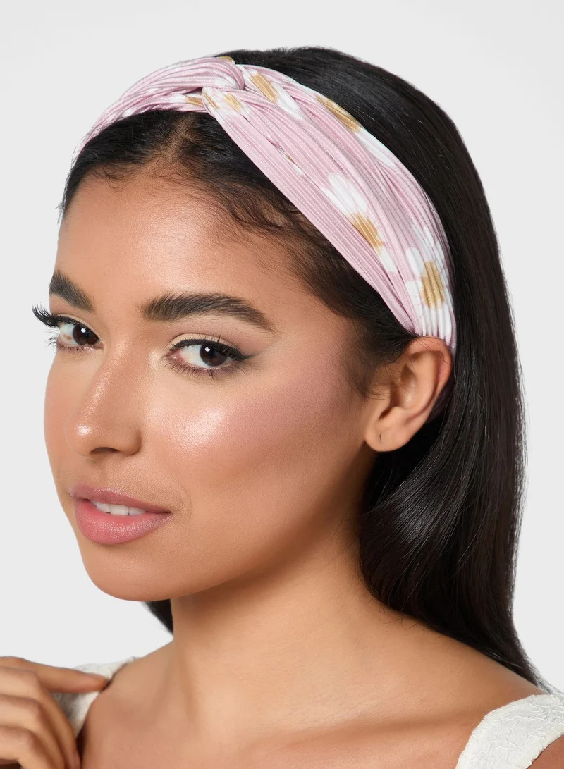 Ginger Daisy Print Crinkle Head Band