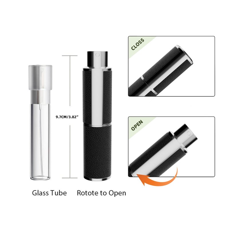 Vitog Refillable Bottle - Filling Perfume Atomizer Cologne Travel Bottle,10ml Luxurious Pocket Perfume Travel Dispenser for Women and Men (Black) 1PCS - Image 3
